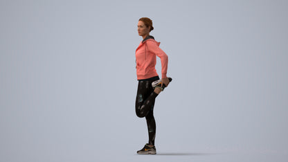 scanned 3D woman sport, photogrammetry people for Enscape and V-Ray, three-quarter view render