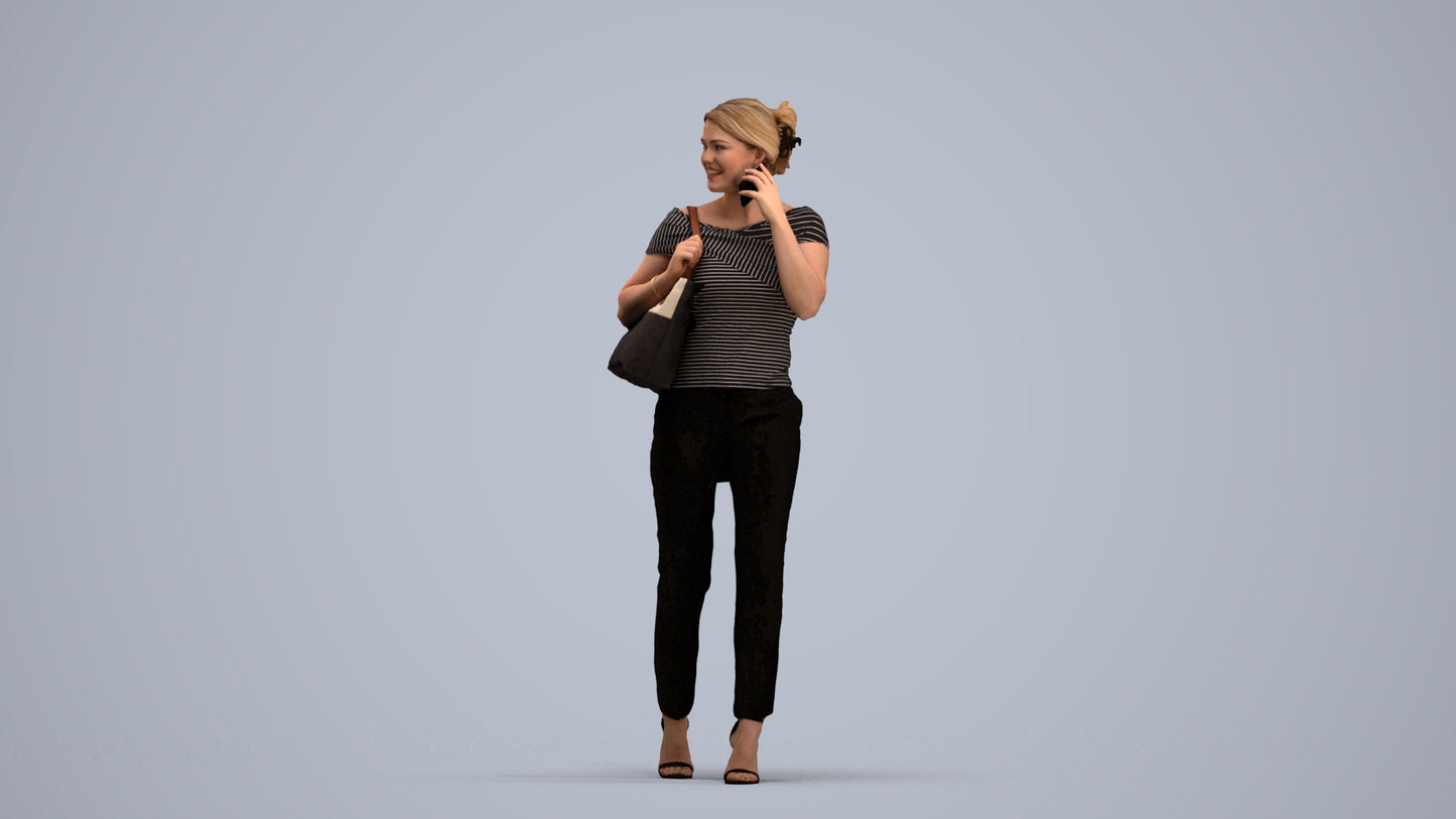 scanned 3D woman business standing, photogrammetry people for Enscape and V-Ray, standing pose render