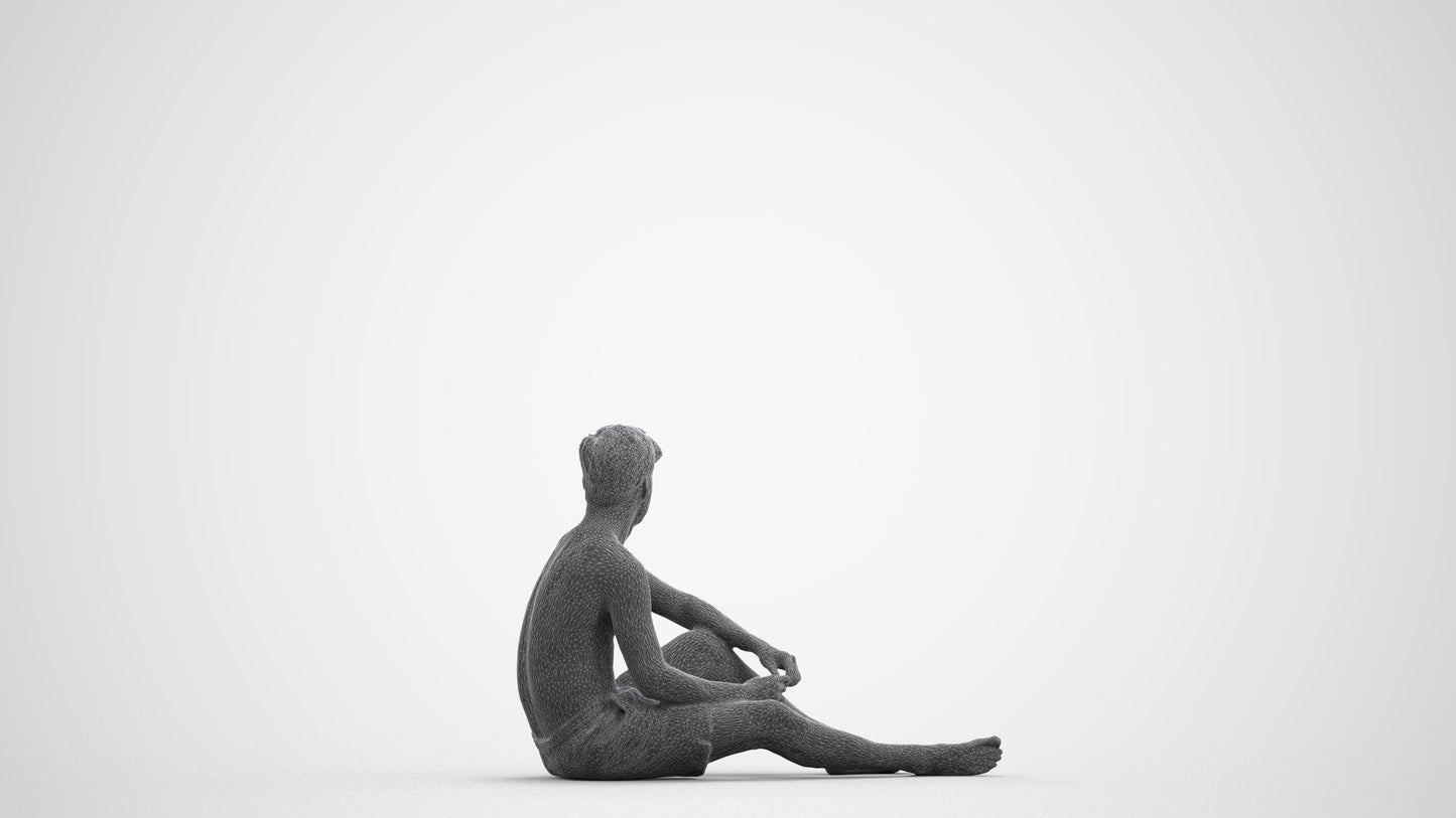 realistic 3D human man pool, archviz people FBX OBJ for Blender, wireframe front view