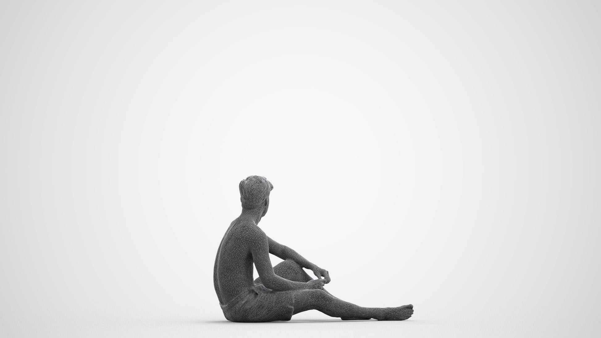 realistic 3D human man pool, archviz people FBX OBJ for Blender, wireframe front view