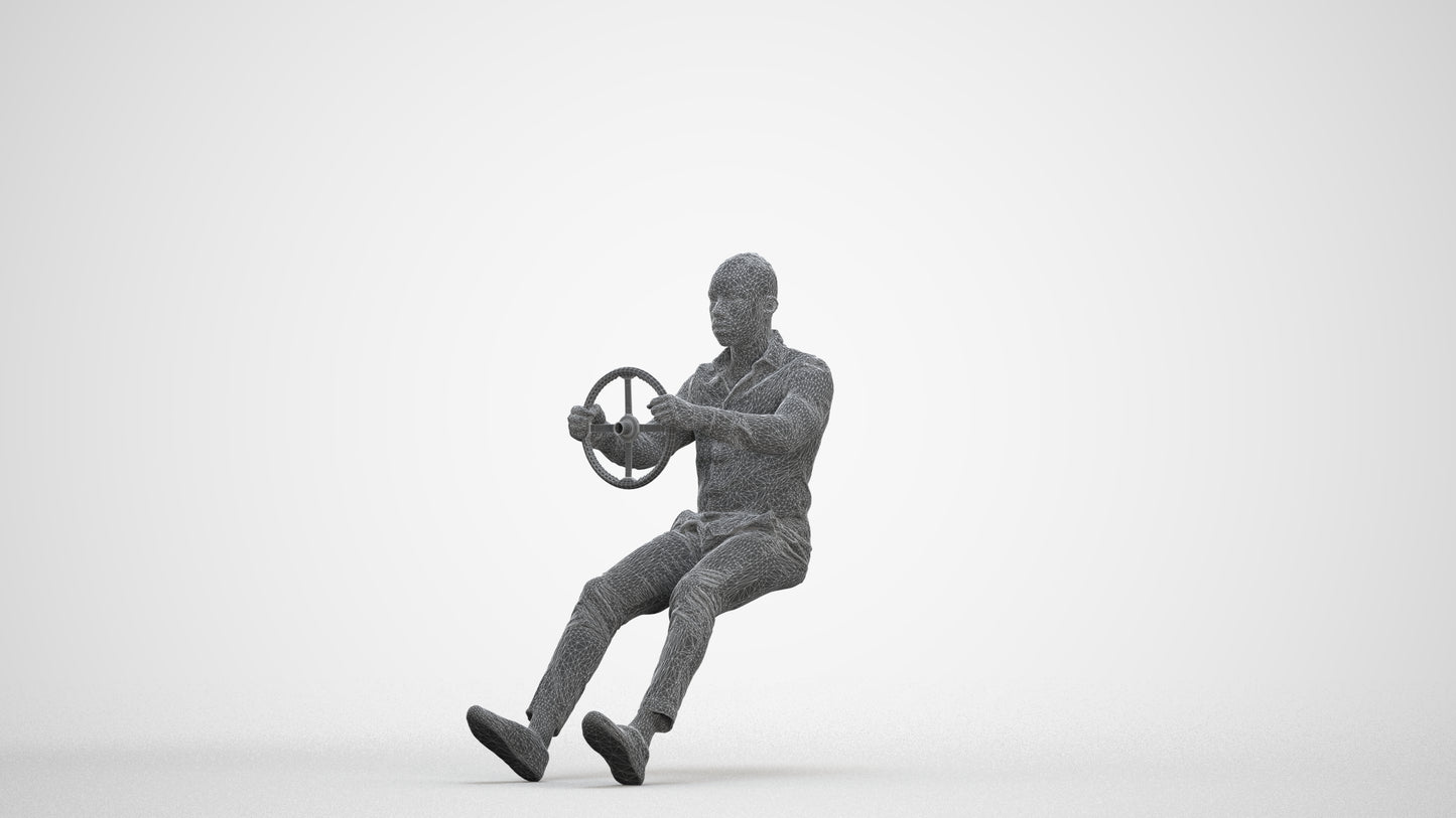 photogrammetry 3D boy casual driving, realistic human model archviz FBX, three-quarter front view render