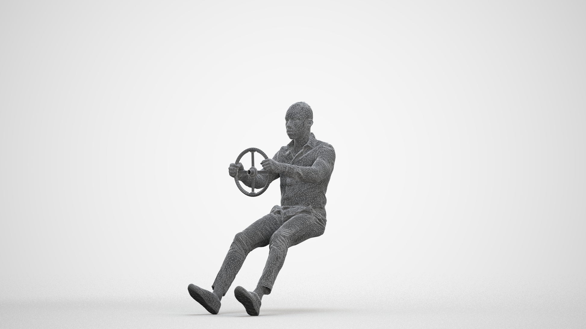 photogrammetry 3D boy casual driving, realistic human model archviz FBX, three-quarter front view render