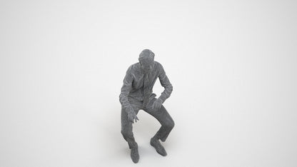 3D human model man business, photogrammetry scanned person for archviz, wireframe three-quarter view