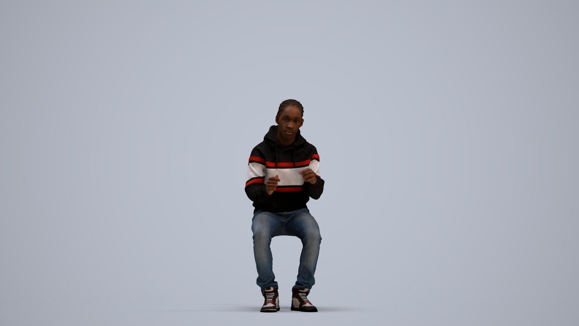3D people model boy casual kids, scanned human for 3ds Max rendering, standing pose render