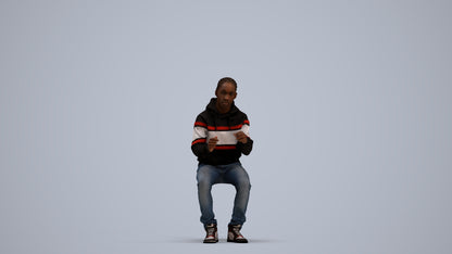 3D people model boy casual kids, scanned human for 3ds Max rendering, standing pose render