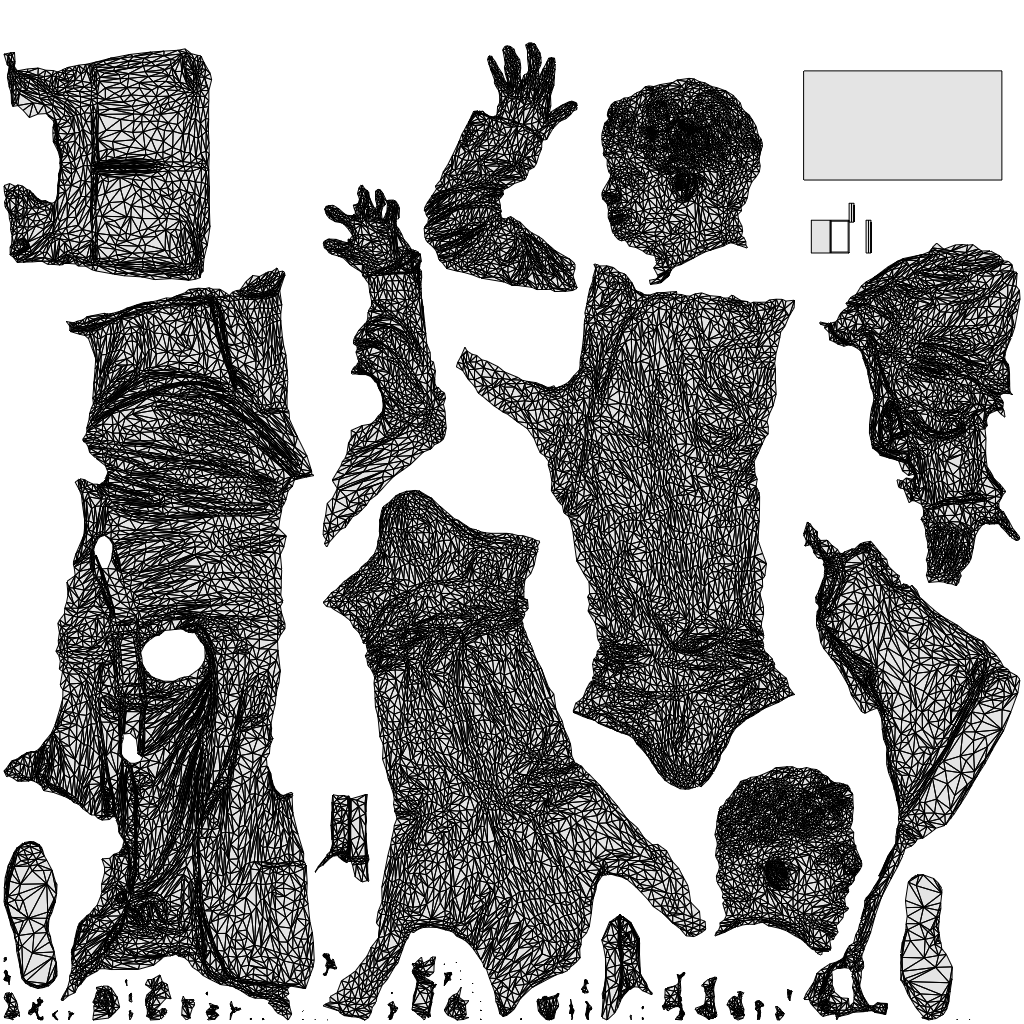 3D scanned man standing business, photorealistic archviz people for Enscape and SketchUp, wireframe top-down view