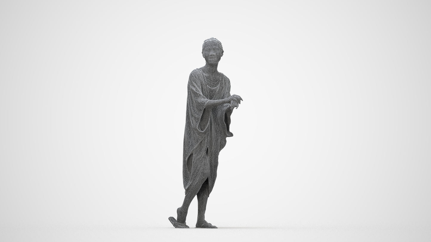 photogrammetry 3D woman casual walking, realistic human model archviz FBX, wireframe back view