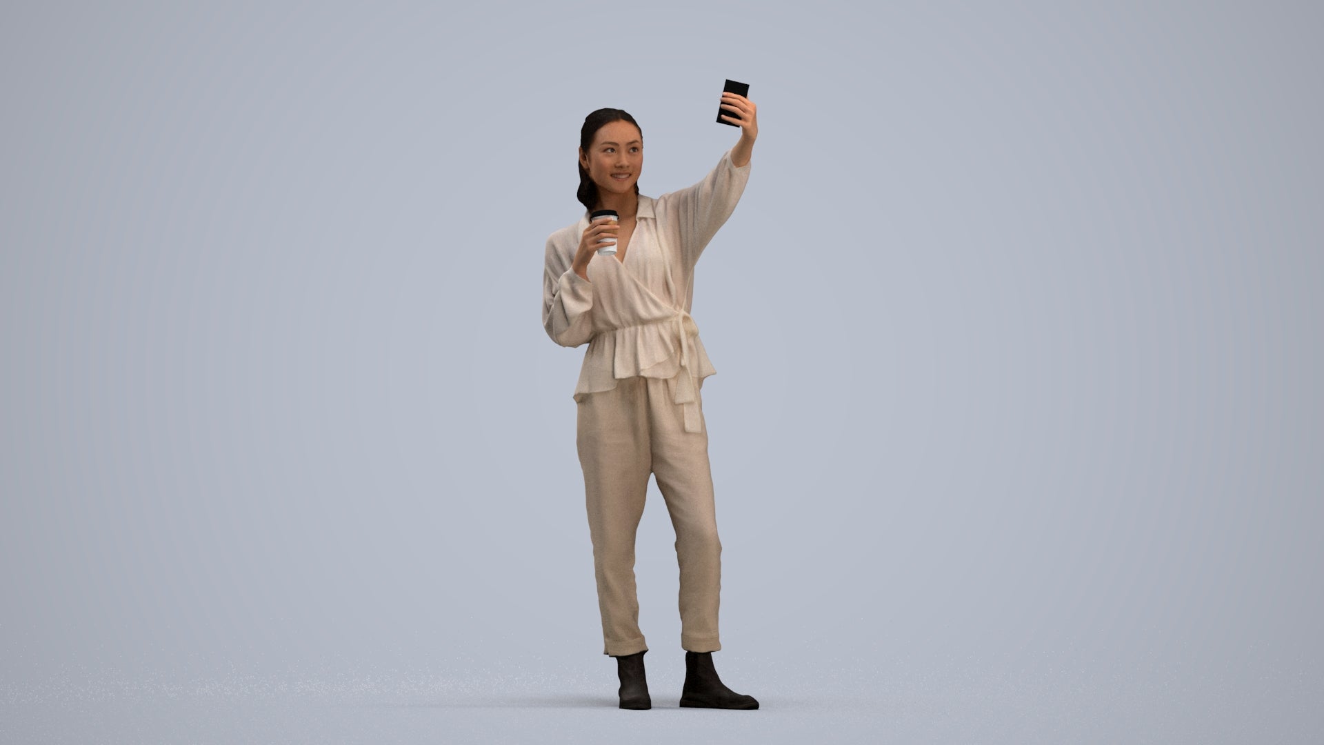 scanned 3D woman casual standing, photogrammetry people for Enscape and V-Ray, standing pose render