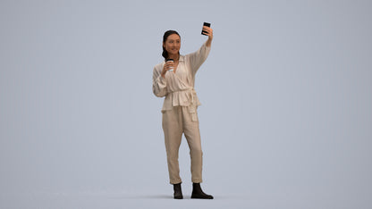 scanned 3D woman casual standing, photogrammetry people for Enscape and V-Ray, standing pose render