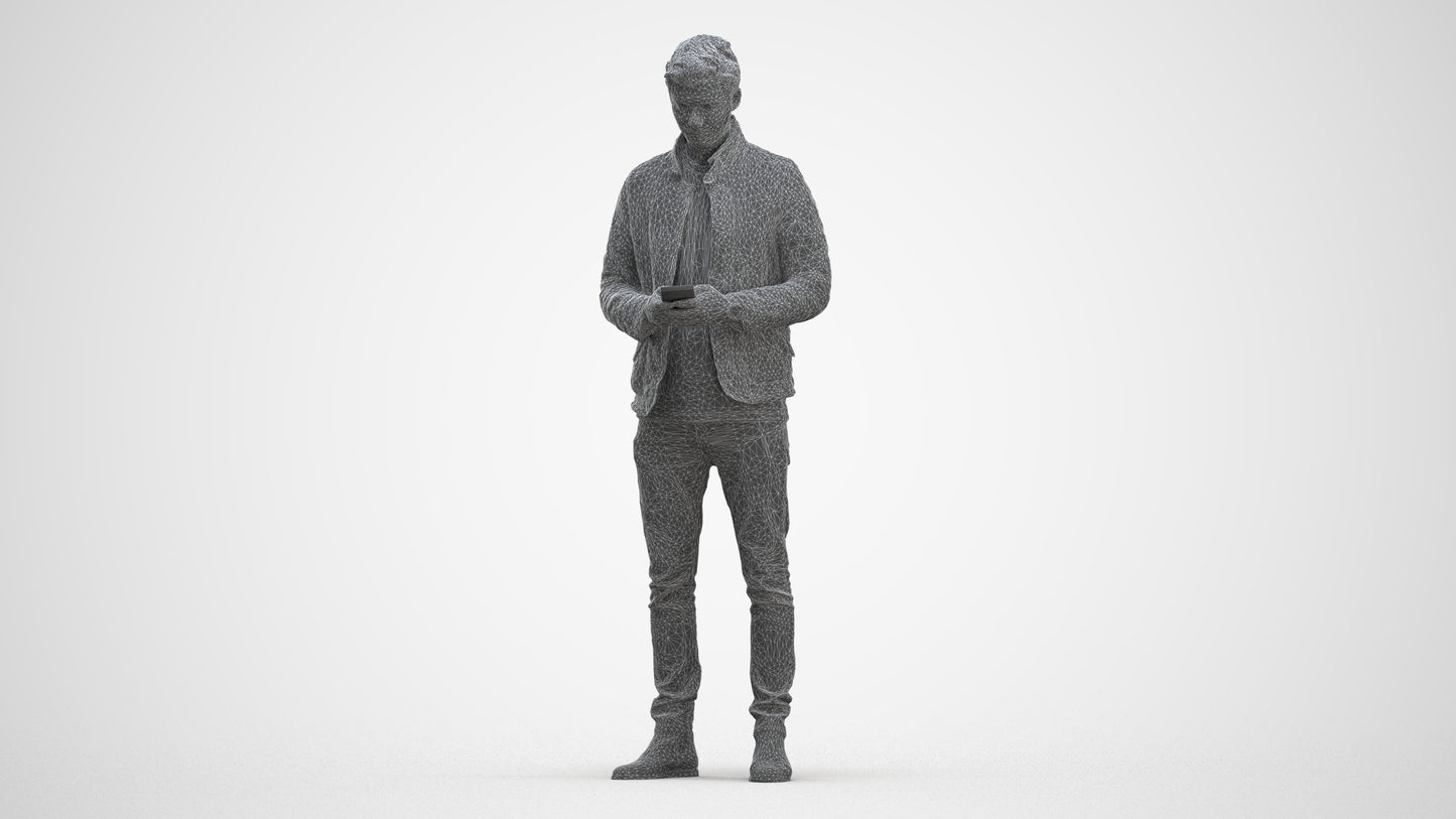 realistic 3D people man casual standing, render-ready for V-Ray and Corona, FBX OBJ, three-quarter front view render
