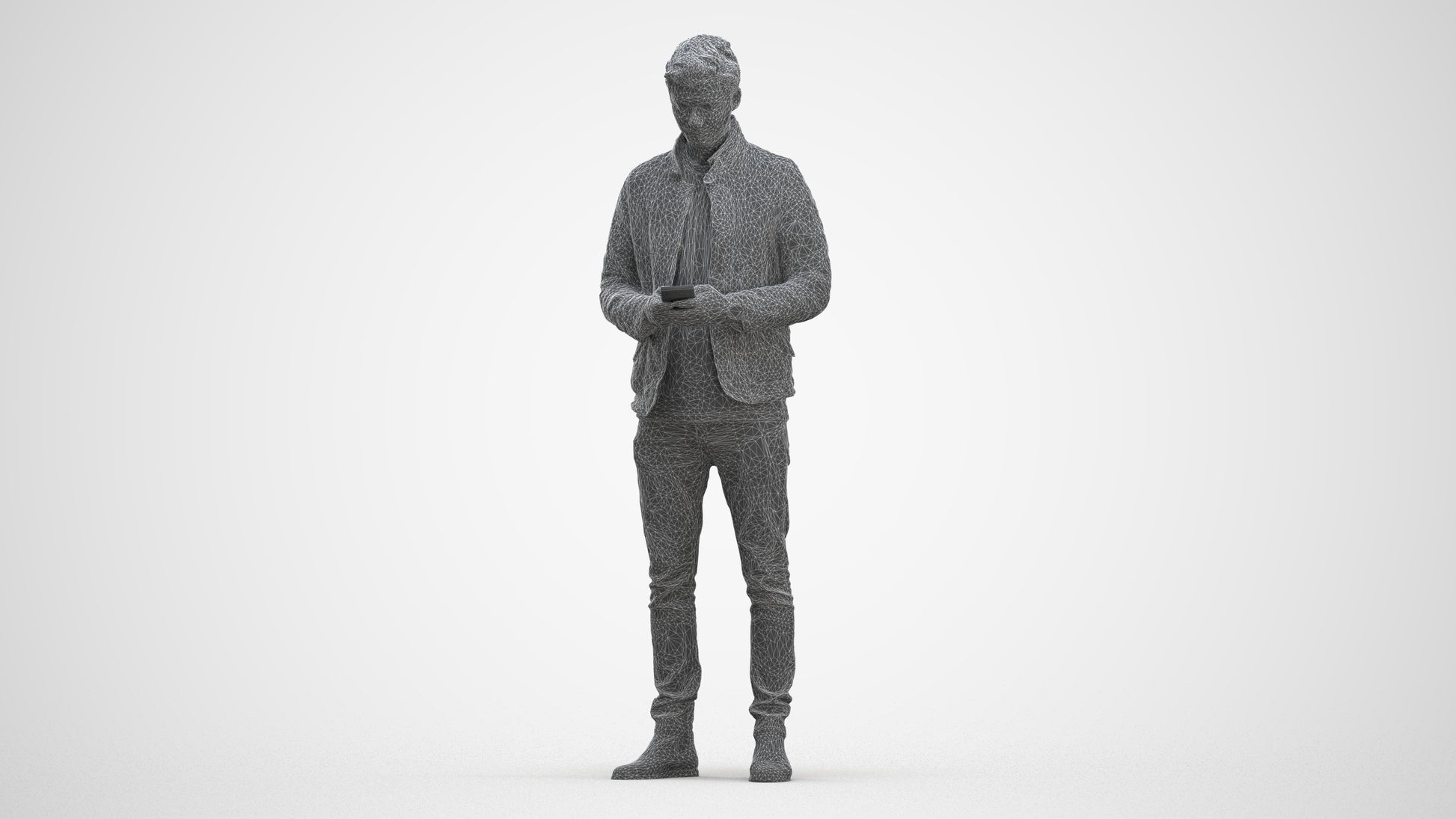 realistic 3D people man casual standing, render-ready for V-Ray and Corona, FBX OBJ, three-quarter front view render