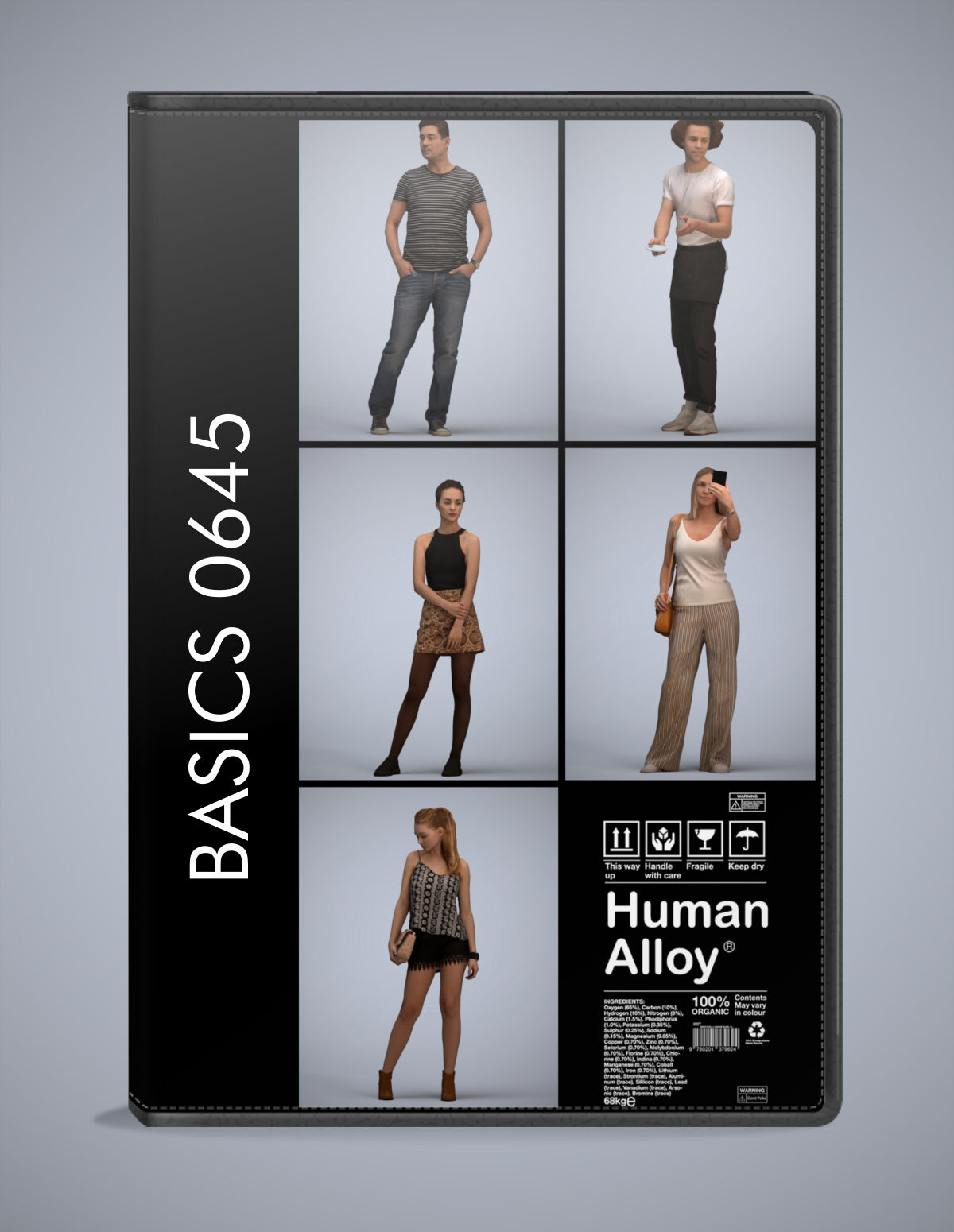realistic 3D humans standing pack, 5 archviz people FBX OBJ for Blender