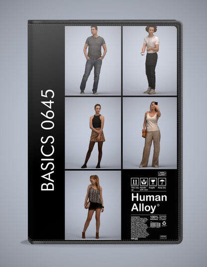 realistic 3D humans standing pack, 5 archviz people FBX OBJ for Blender