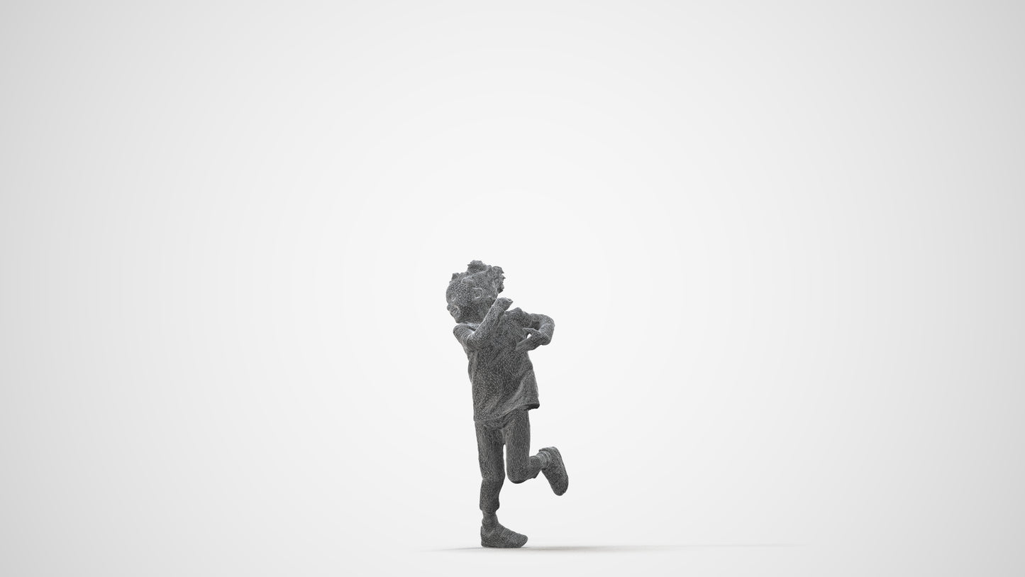 3D scanned girl kids casual, photorealistic archviz people for Enscape and SketchUp, square thumbnail