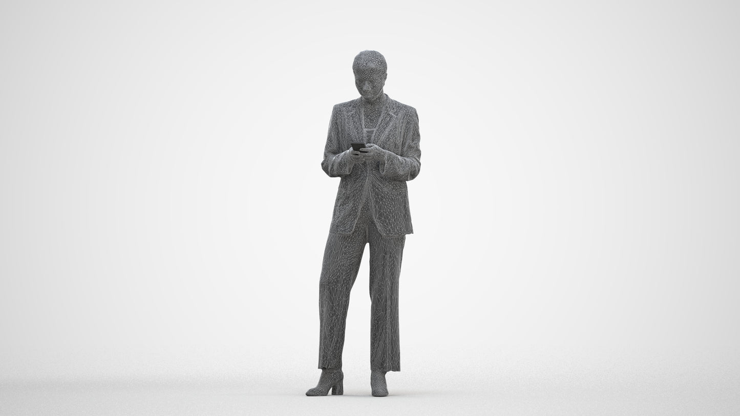 scanned 3D woman business, photogrammetry people for Enscape and V-Ray, three-quarter front view render