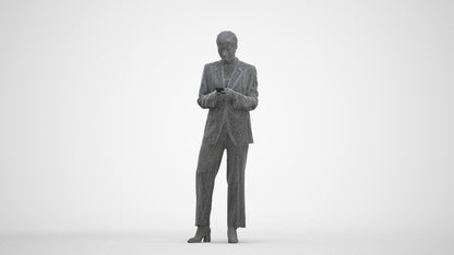 scanned 3D woman business, photogrammetry people for Enscape and V-Ray, three-quarter front view render