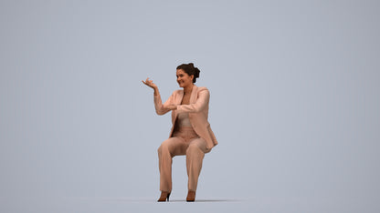3D people model woman business, scanned human for 3ds Max rendering, top-down view render