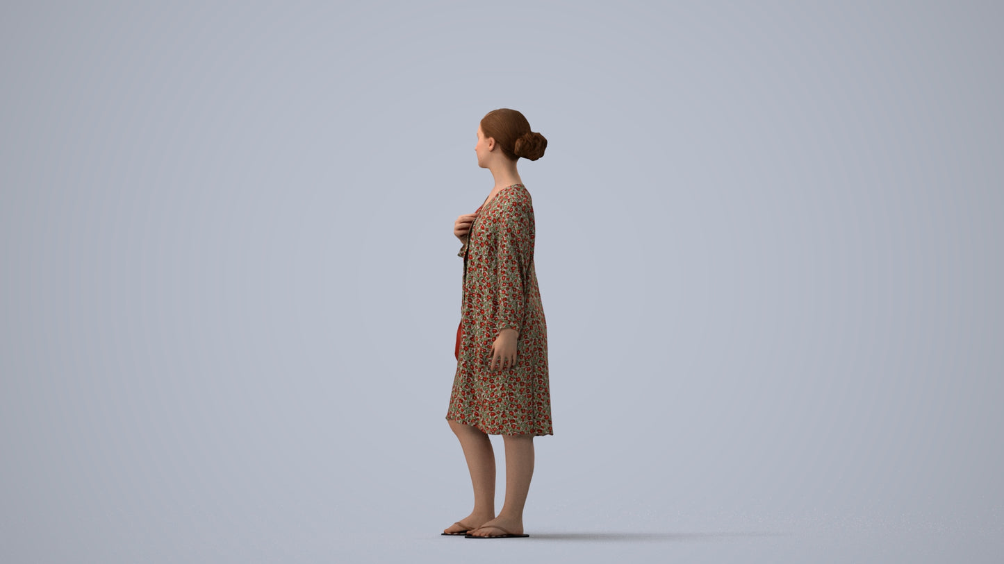 3D human model girl casual kids, photogrammetry scanned person for archviz, three-quarter view render