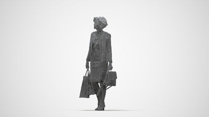 realistic 3D human woman business shopping, archviz people FBX OBJ for Blender, wireframe back view