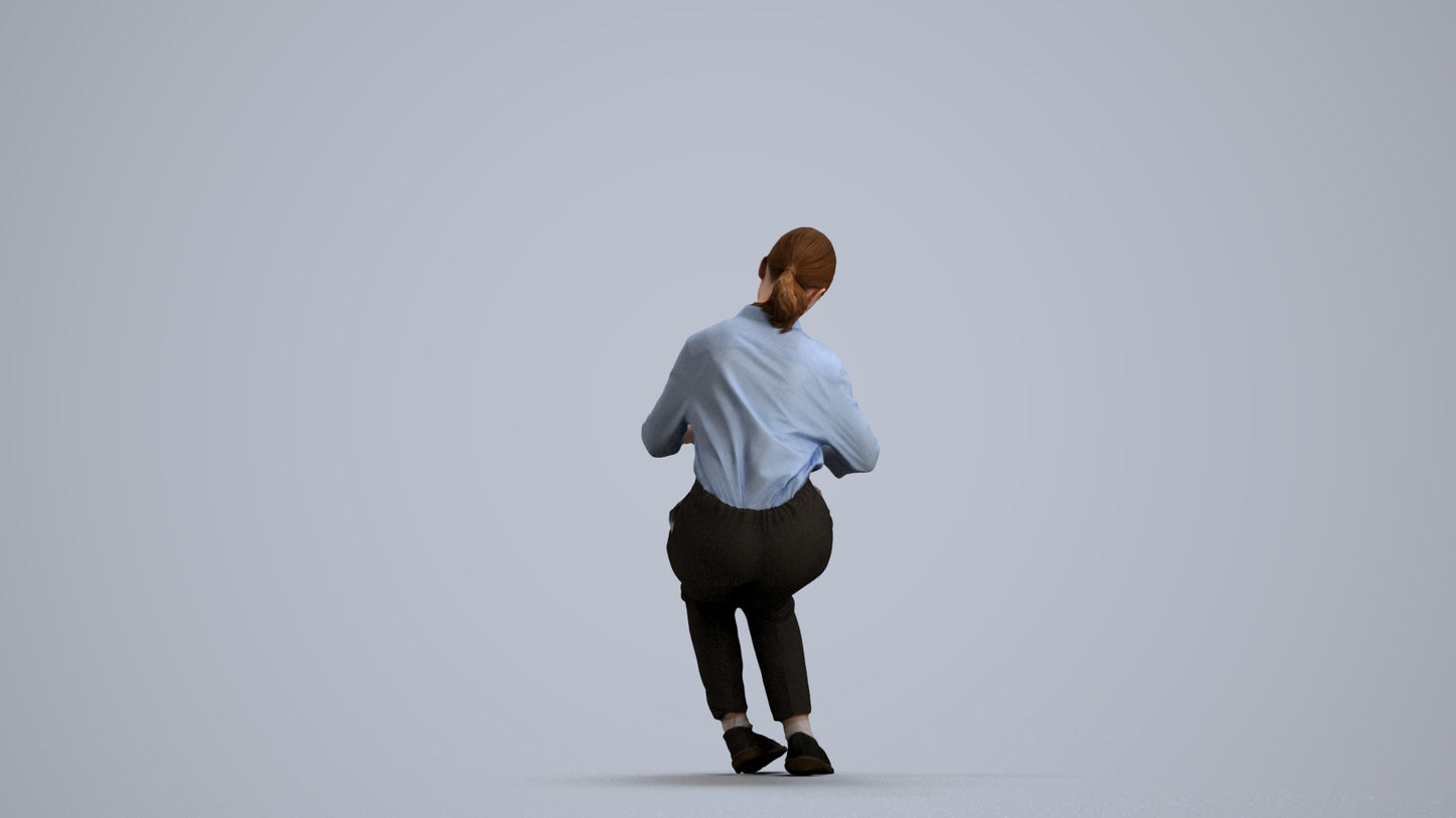 3D human model girl kids, photogrammetry scanned person for archviz, front view render