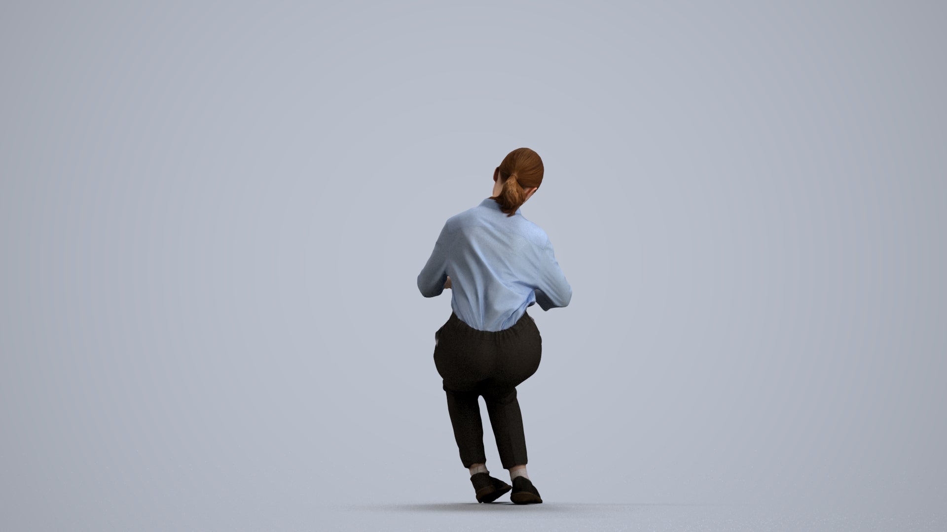 3D human model girl kids, photogrammetry scanned person for archviz, front view render