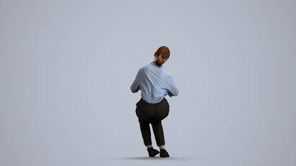 3D human model girl kids, photogrammetry scanned person for archviz, front view render