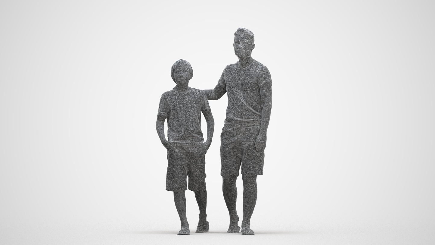 realistic 3D human boy casual kids, archviz people FBX OBJ for Blender, three-quarter front view render