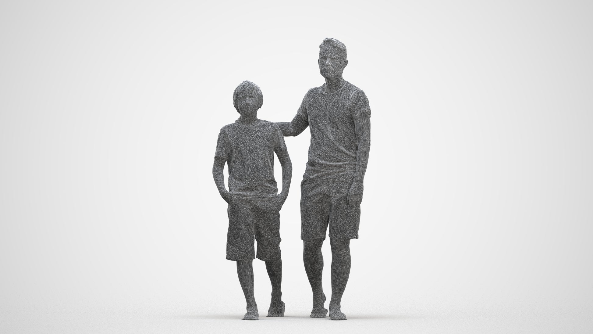 realistic 3D human boy casual kids, archviz people FBX OBJ for Blender, three-quarter front view render