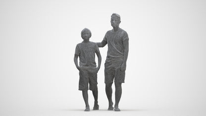 realistic 3D human boy casual kids, archviz people FBX OBJ for Blender, three-quarter front view render