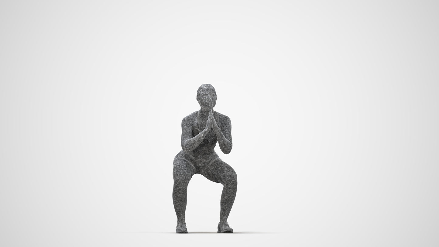 realistic 3D people woman sport, render-ready for V-Ray and Corona, FBX OBJ, wireframe back view