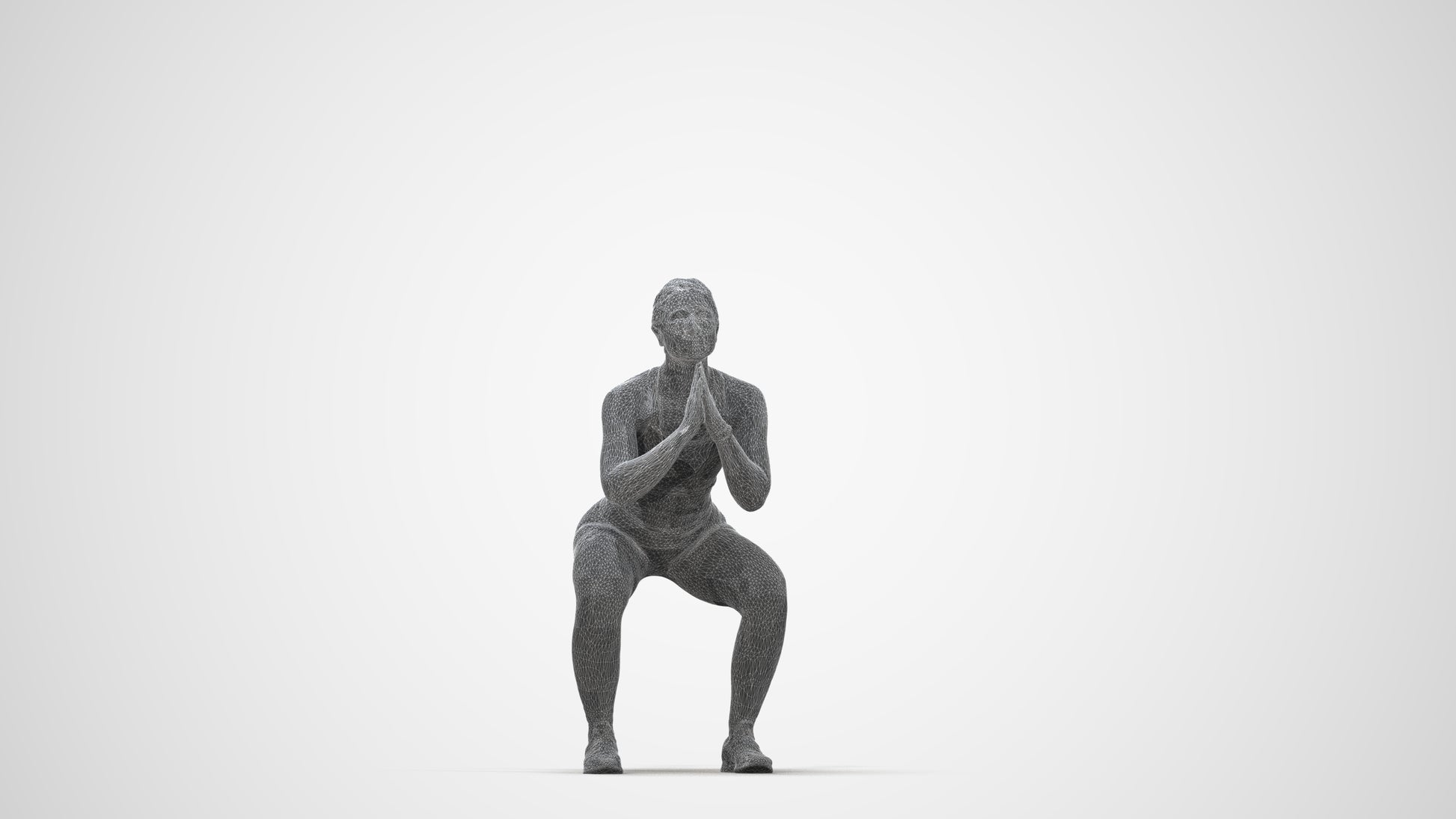 realistic 3D people woman sport, render-ready for V-Ray and Corona, FBX OBJ, wireframe back view