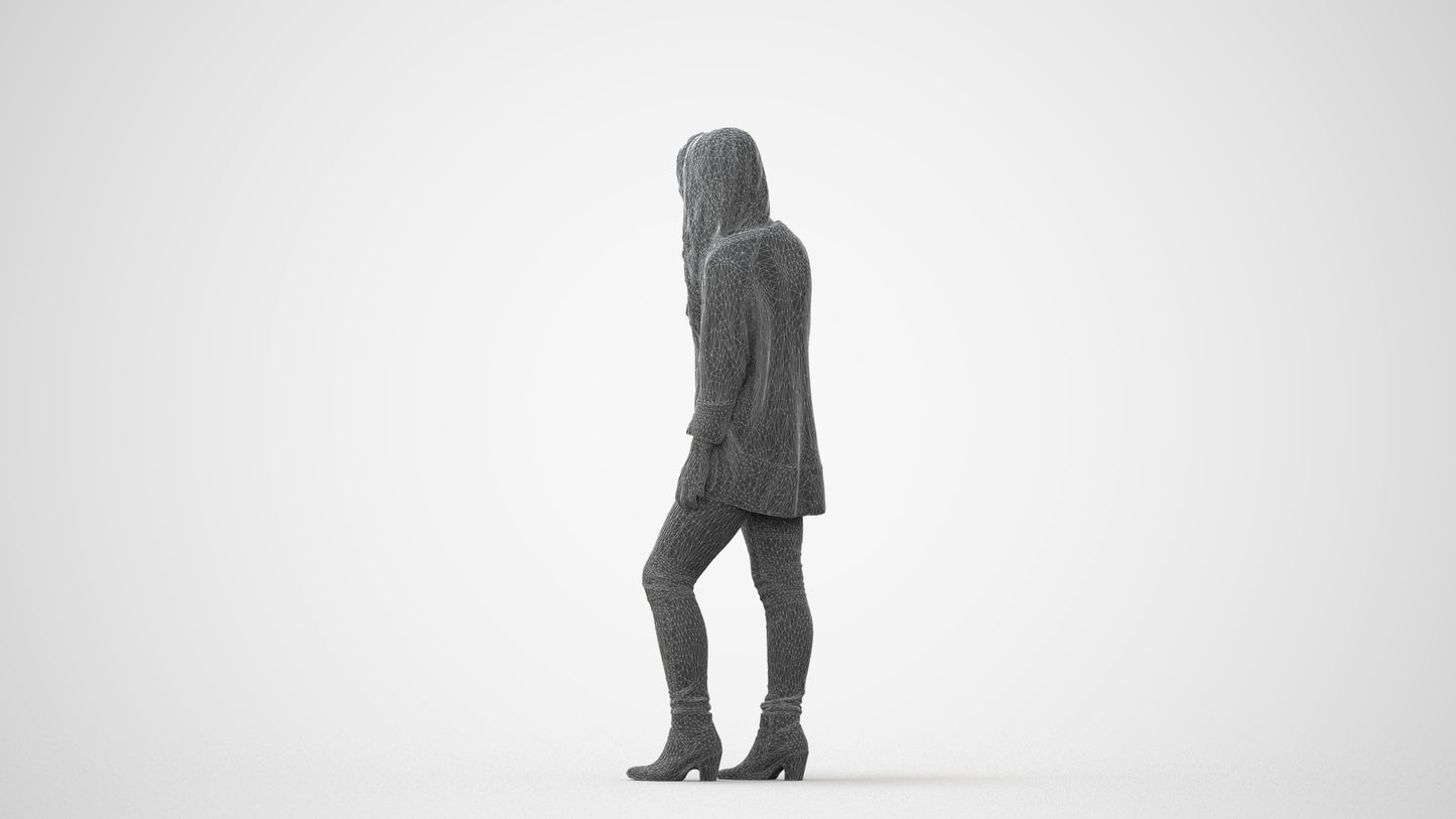 realistic 3D people woman casual standing, render-ready for V-Ray and Corona, FBX OBJ, square thumbnail