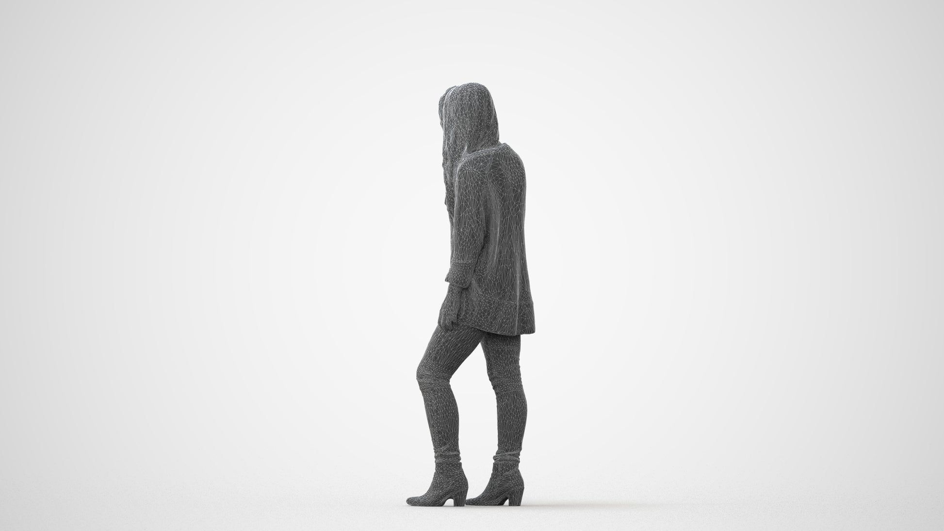 realistic 3D people woman casual standing, render-ready for V-Ray and Corona, FBX OBJ, square thumbnail