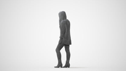realistic 3D people woman casual standing, render-ready for V-Ray and Corona, FBX OBJ, square thumbnail