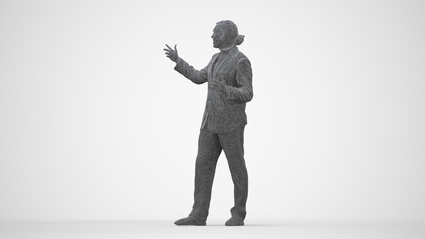 realistic 3D human man business, archviz people FBX OBJ for Blender, wireframe back view