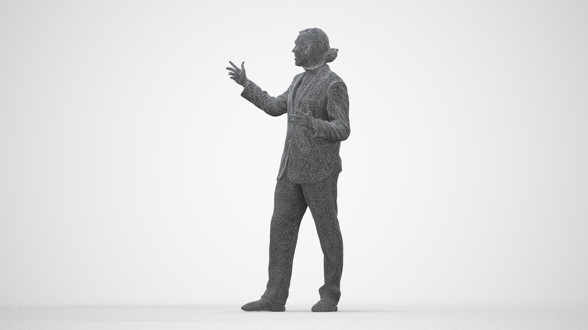 realistic 3D human man business, archviz people FBX OBJ for Blender, wireframe back view