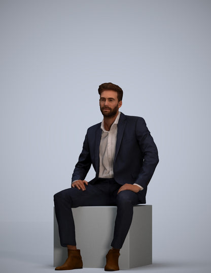realistic 3D man business pool, scanned archviz people for Blender and 3ds Max
