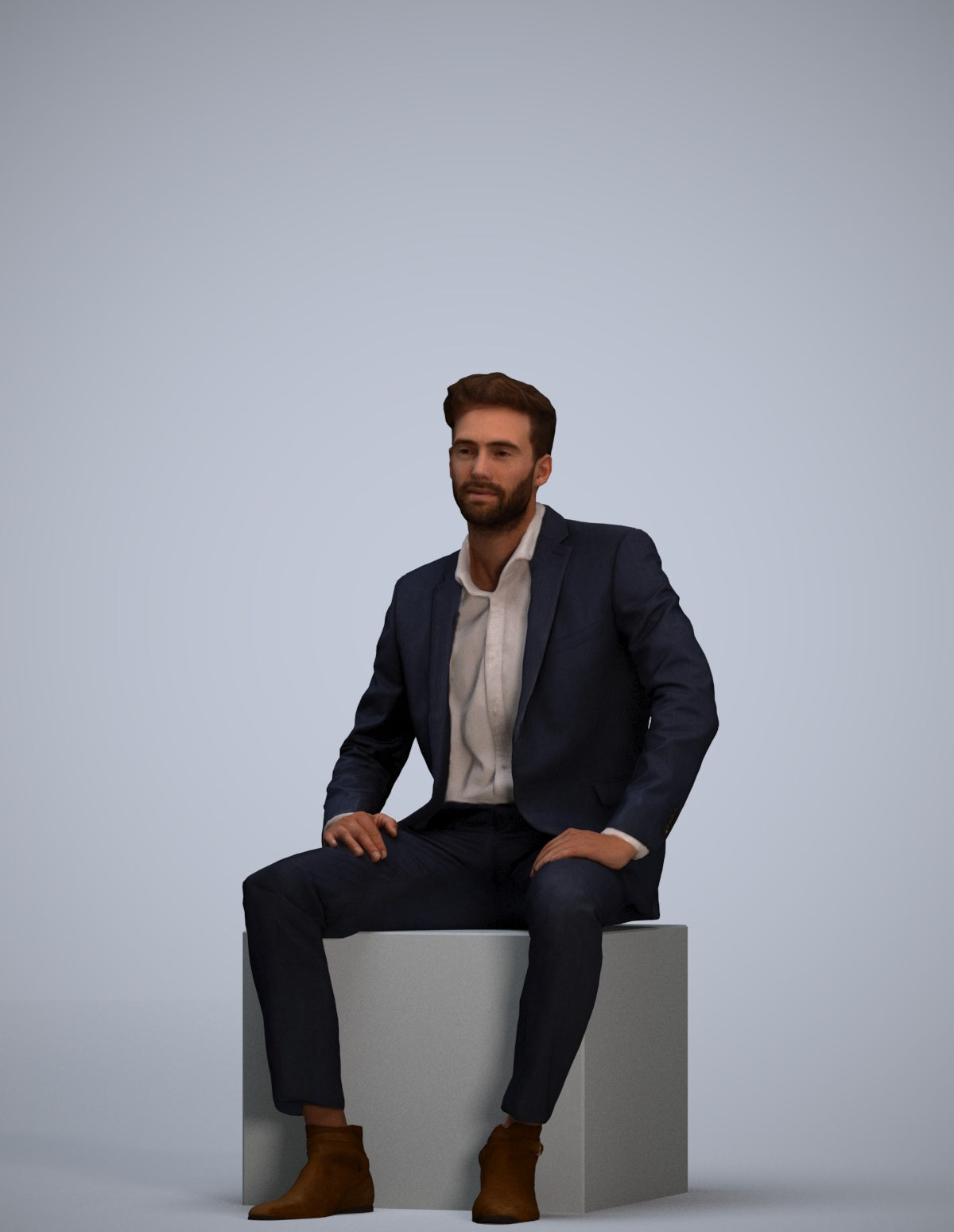 realistic 3D man business pool, scanned archviz people for Blender and 3ds Max
