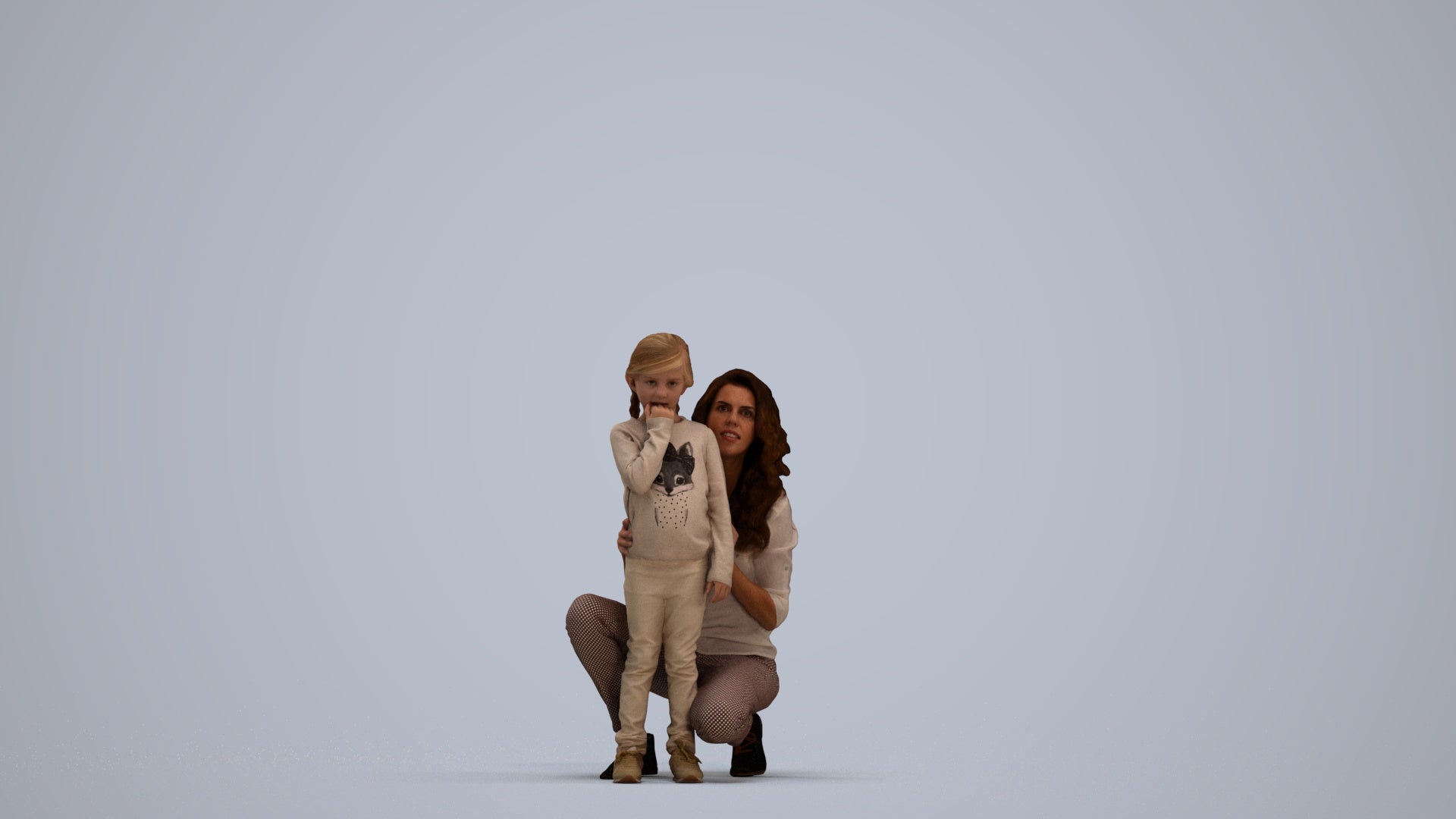 realistic 3D human girl casual kids, archviz people FBX OBJ for Blender, standing pose render