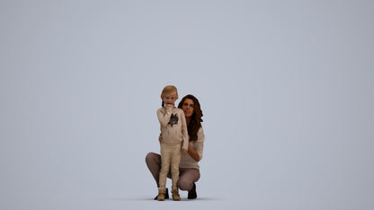 realistic 3D human girl casual kids, archviz people FBX OBJ for Blender, standing pose render