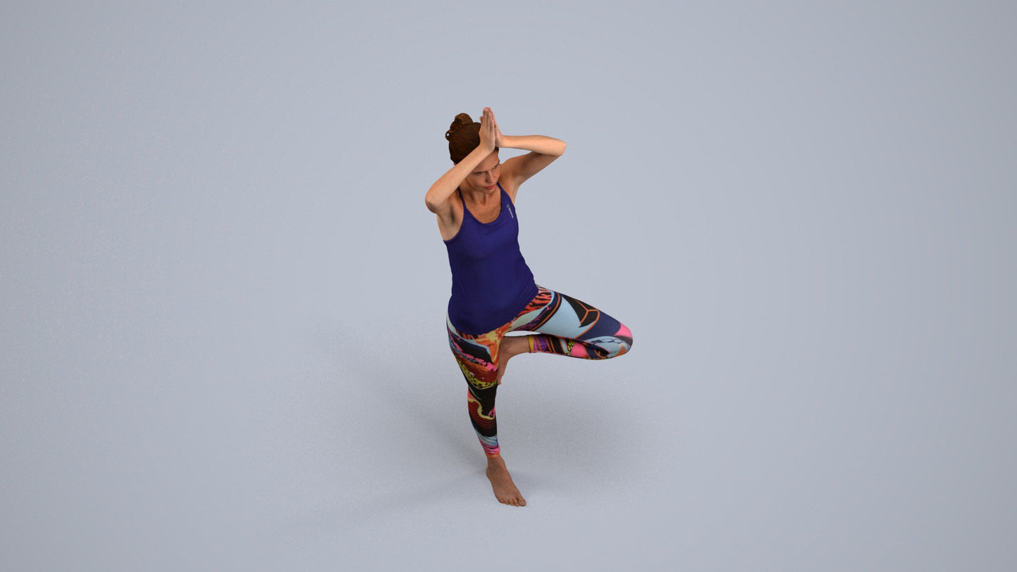 realistic 3D human woman sport, archviz people FBX OBJ for Blender, back view render