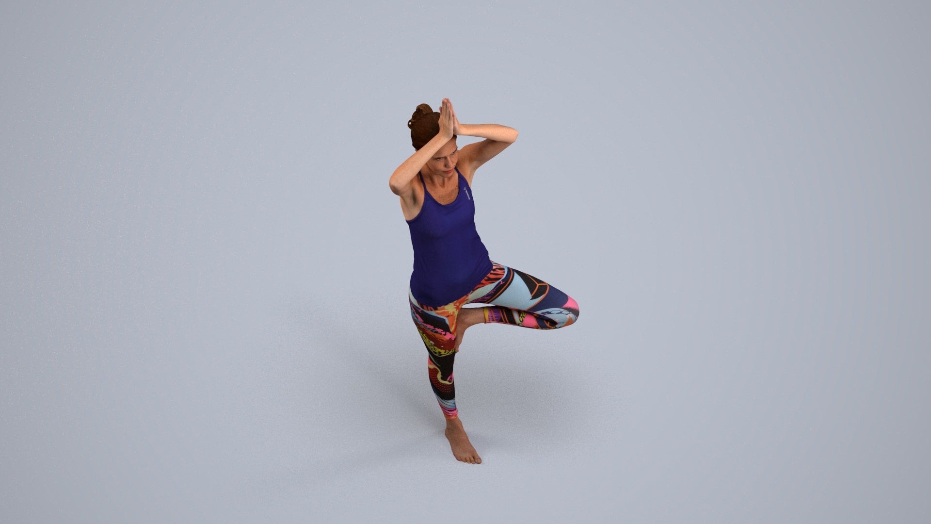 realistic 3D human woman sport, archviz people FBX OBJ for Blender, back view render