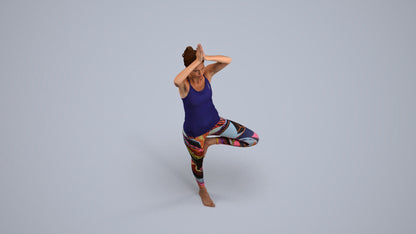 realistic 3D human woman sport, archviz people FBX OBJ for Blender, back view render