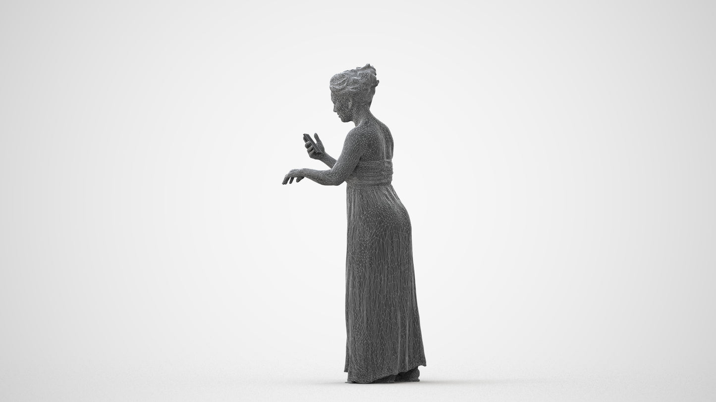 realistic 3D human woman casual standing, archviz people FBX OBJ for Blender, square thumbnail