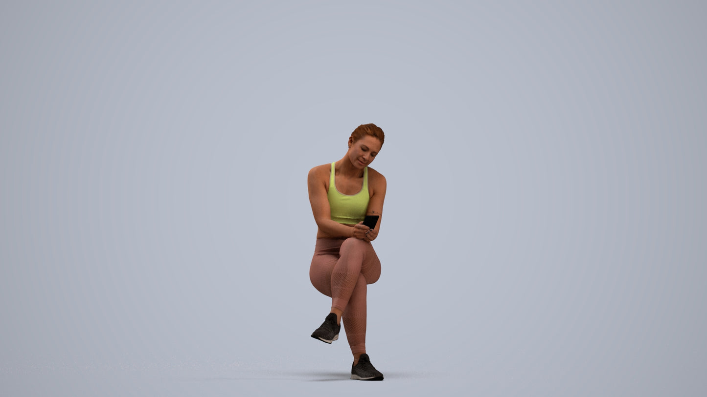 3D people model woman sport, scanned human for 3ds Max rendering, standing pose render