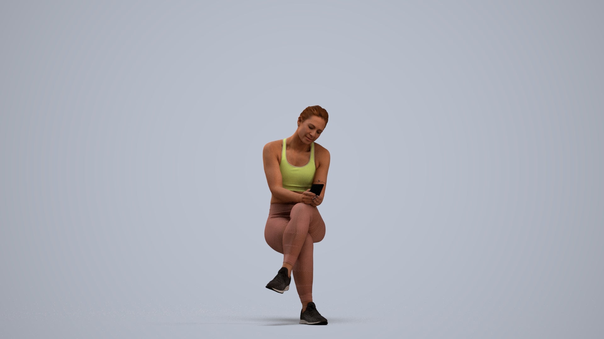 3D people model woman sport, scanned human for 3ds Max rendering, standing pose render