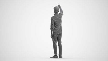 realistic 3D human man casual standing, archviz people FBX OBJ for Blender, wireframe front view