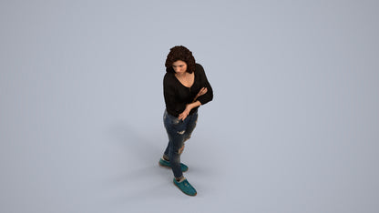 3D people model woman casual walking, scanned human for 3ds Max rendering, back view render