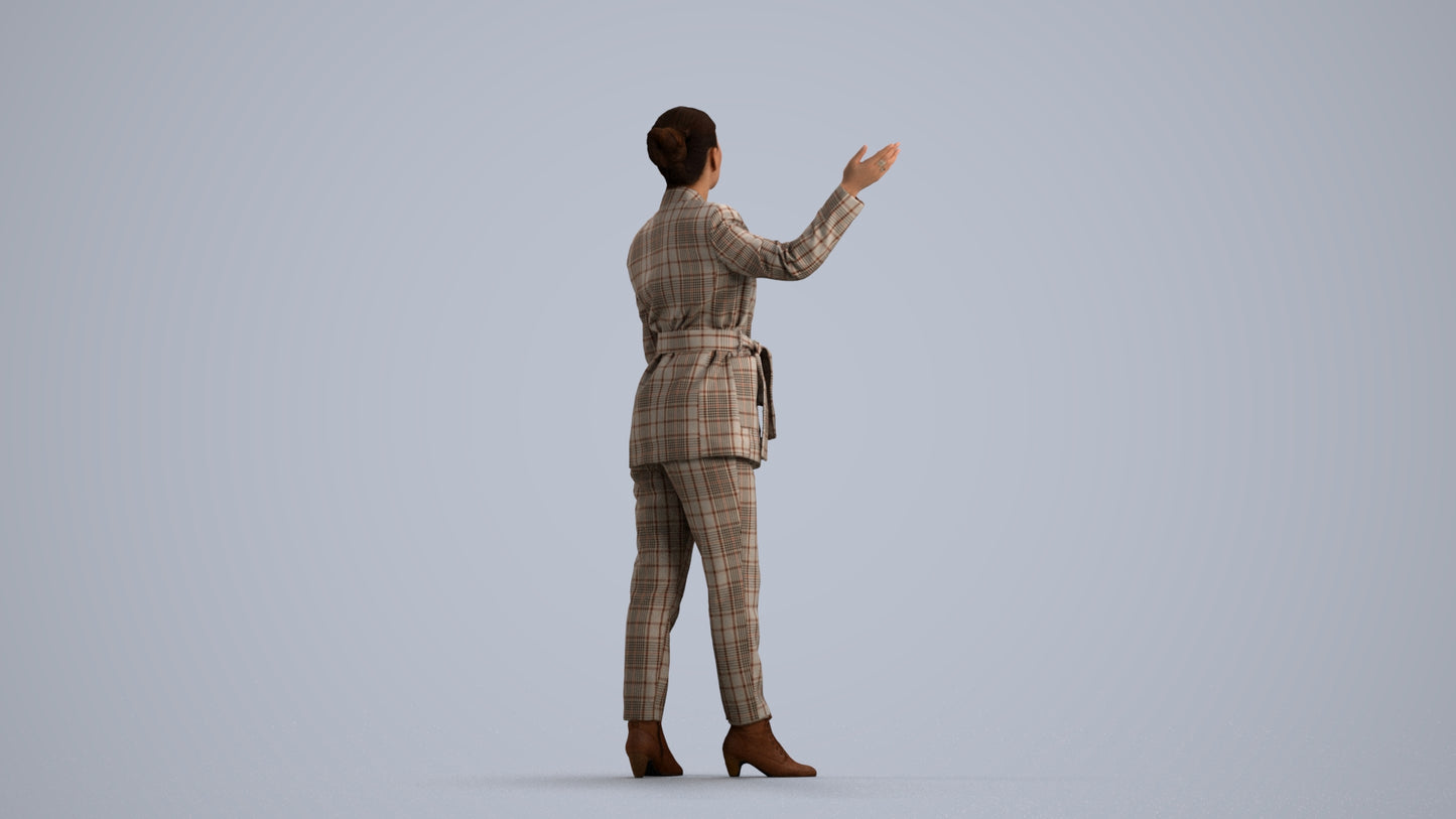 realistic 3D woman business, scanned archviz people for Blender and 3ds Max, front view render