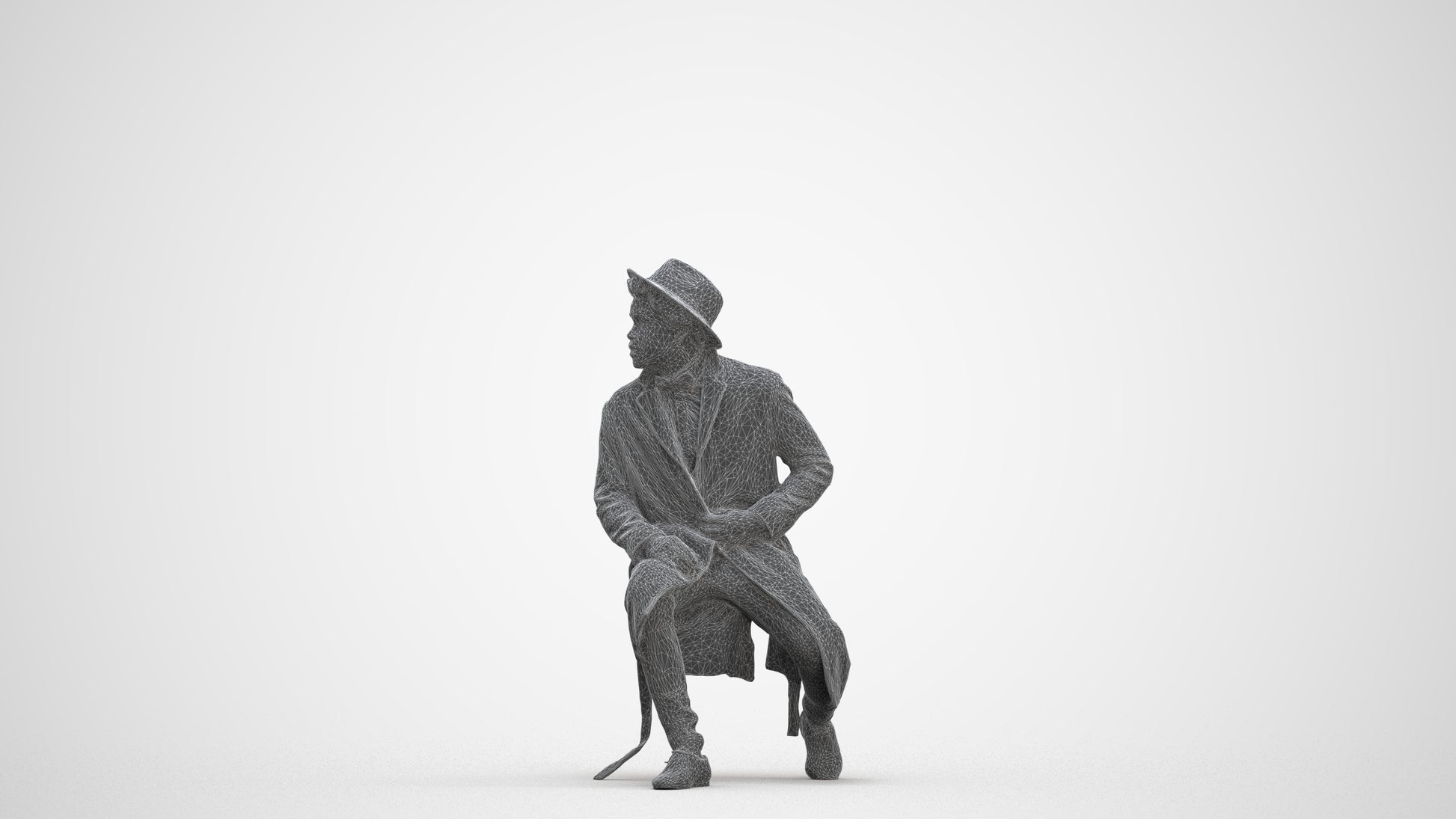 realistic 3D man formal sitting, scanned archviz people for Blender and 3ds Max, three-quarter front view render